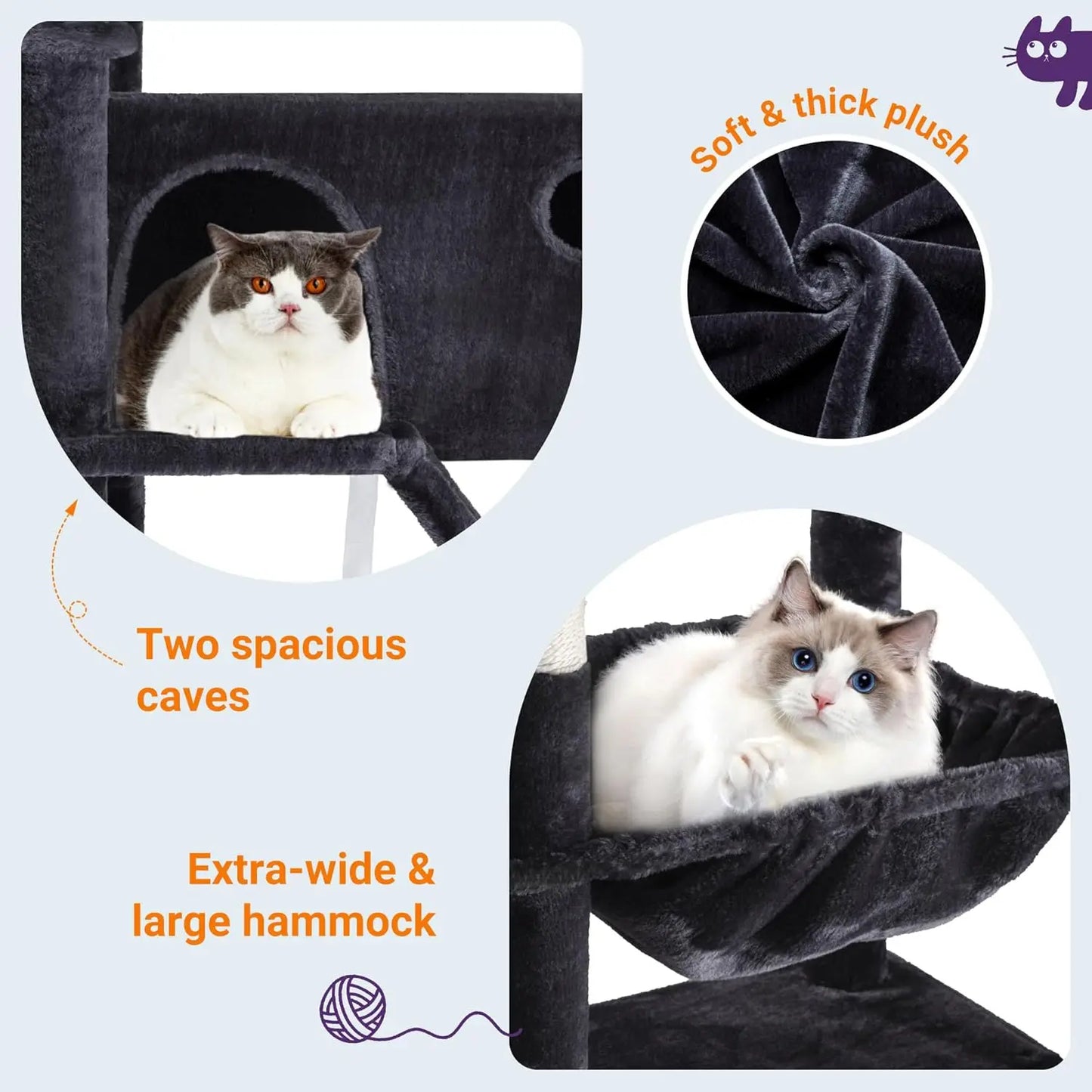 81 Inches Tall Cat Tree, Scratching Posts, Condo, Hammock, Scratching Board, Multi-Level Cat Tree House