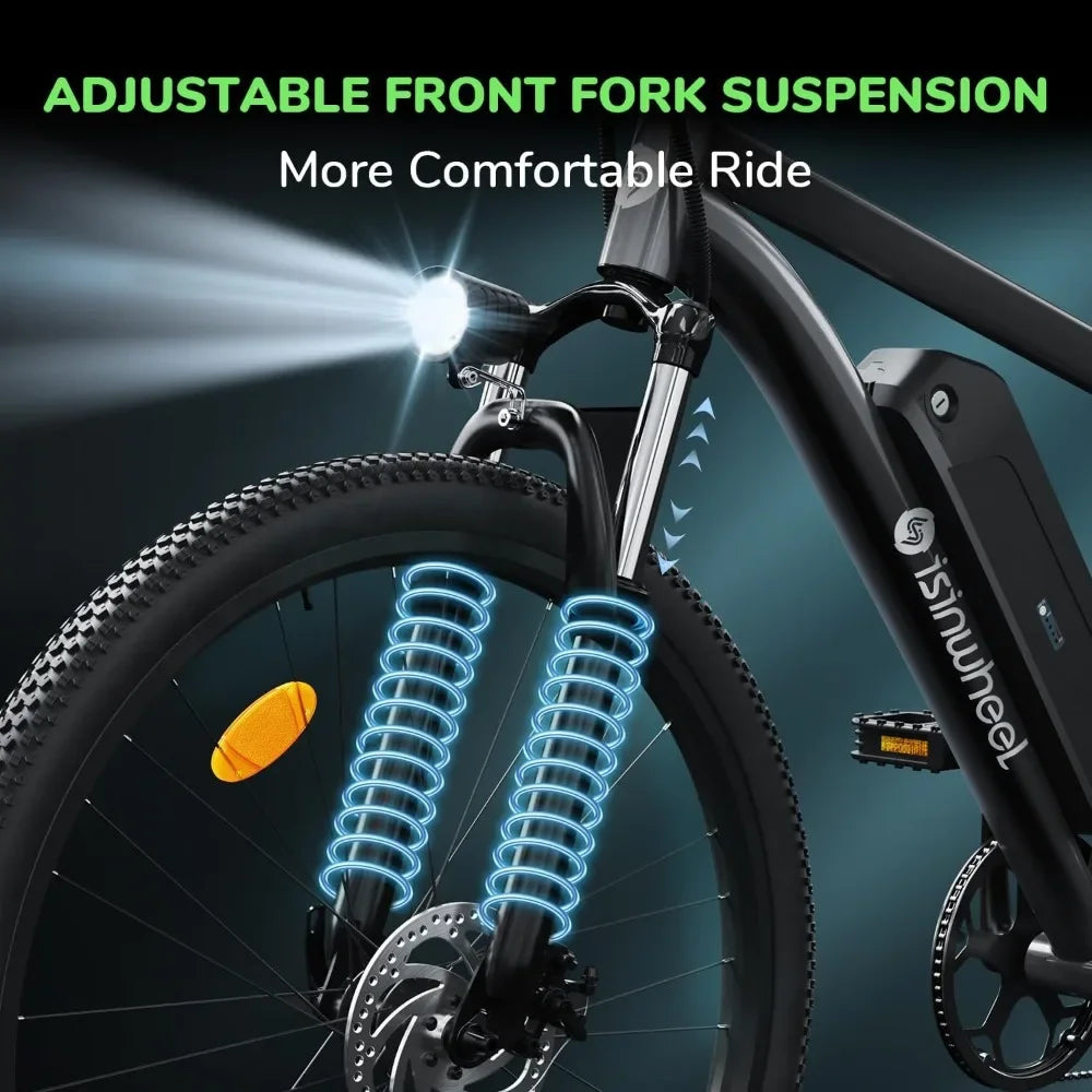 HOME-M10 Electric Bike Adult 500W, 26" Commuting Electric Mountain Bike 20MPH Max Range 55+ Miles, Removable Battery shed