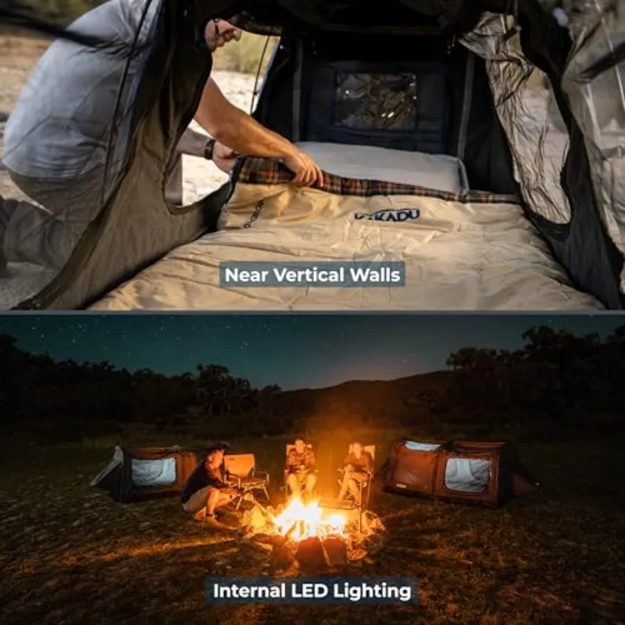 Canvas Swag Tent 1 Person Australian Polycotton Camping Ground Tent All Seasons Waterproof with 2.75 Foam Mattress LED L