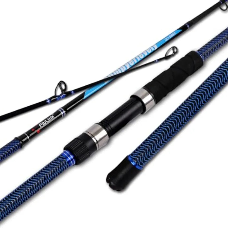 Surf Fishing Rod Carbon Surf Spinning Rod Portable Travel Saltwater Beach Blue Surf Rod with SuperPolymer Handle 8'6 10