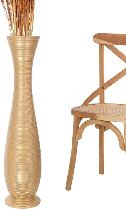 Large Wooden Floor Vase for Home Decor - 34 Tall Farmhouse Style, Ideal for Displaying Fake Plants and Pampas Grass