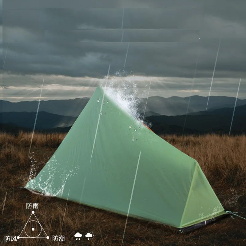 Outdoor Ultralight 800g One Person Camping Tent Ultralight 15D Silicone Coated Rainproof Camping Tent Shelter (No Pole)