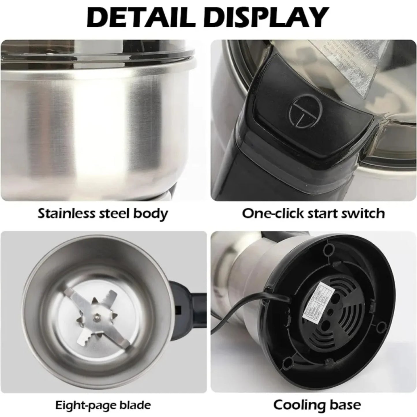 High Power  Coffee Grinder Kitchen Cereal Nuts Beans Spices Grains Machine Multifunctional