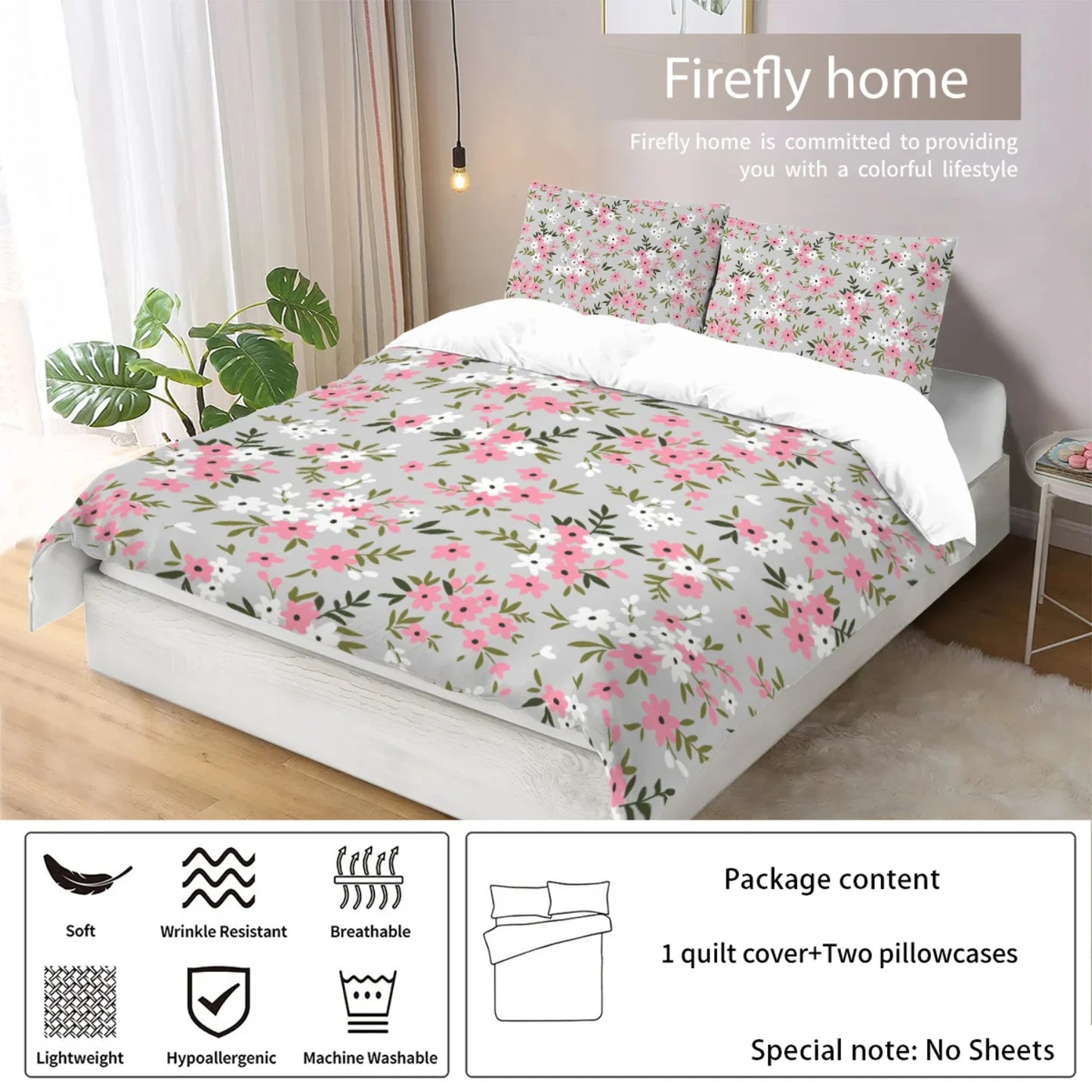 Ultimate comfort and style with a cozy and inviting 3 piece matte skin-friendly polyester bedding set featuring delicate red and