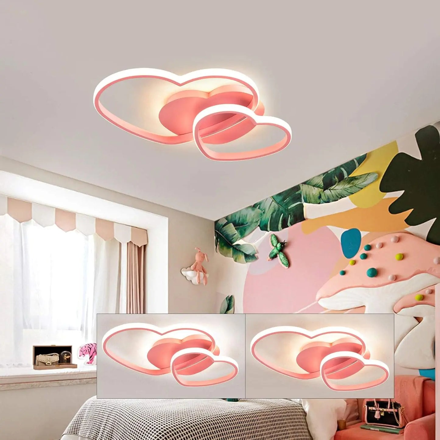 Heart Creative Dimmable LED Ceiling Light, Modern Smart Adjustable Recessed Ceiling Pendant, Remote Control, Infinitely Dimming