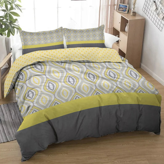 Cozy Gray-yellow Shape Design Bedding Set with Decorative 3 Pieces Duvet Cover and 2 Pillow Shams for Family Bed Bed sheet Stich