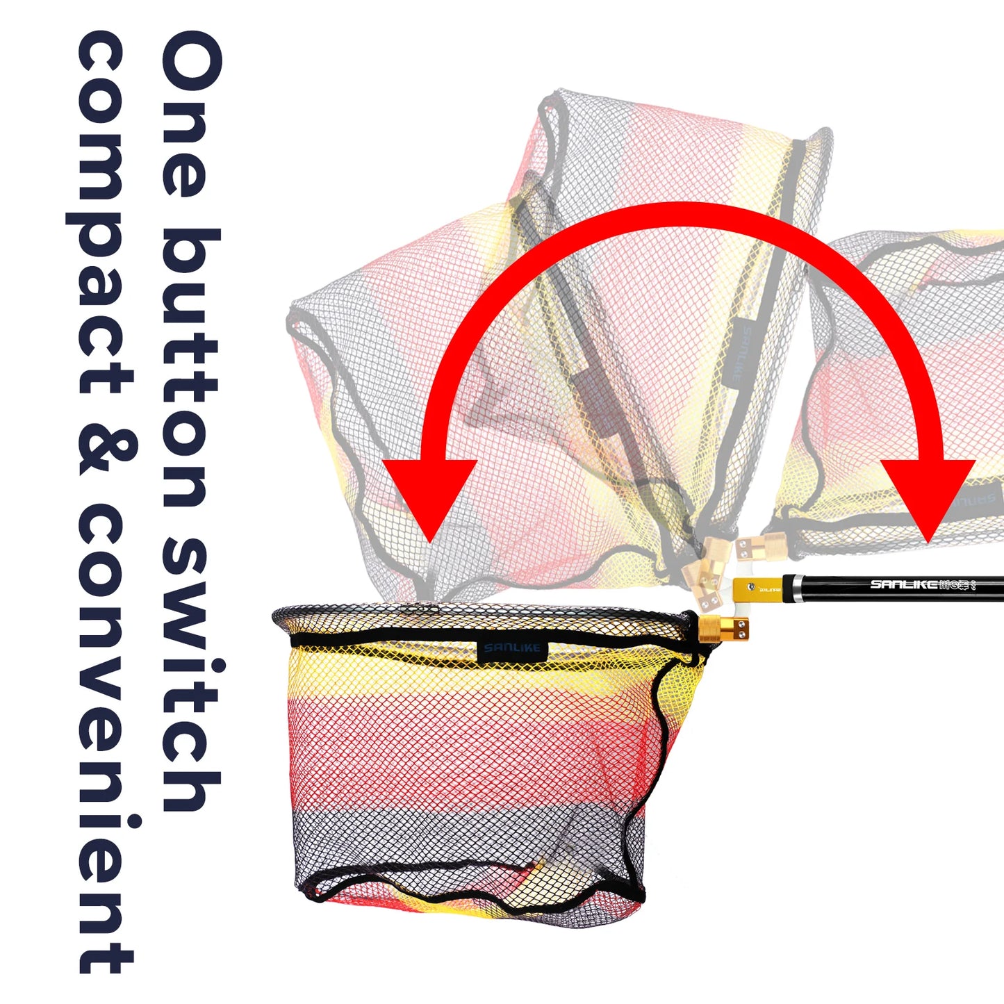 SANLIKE Color fishing net and 1/2 inch 12 mm aluminum alloy adapter foldable frame nylon dip net landing net fishing accessories