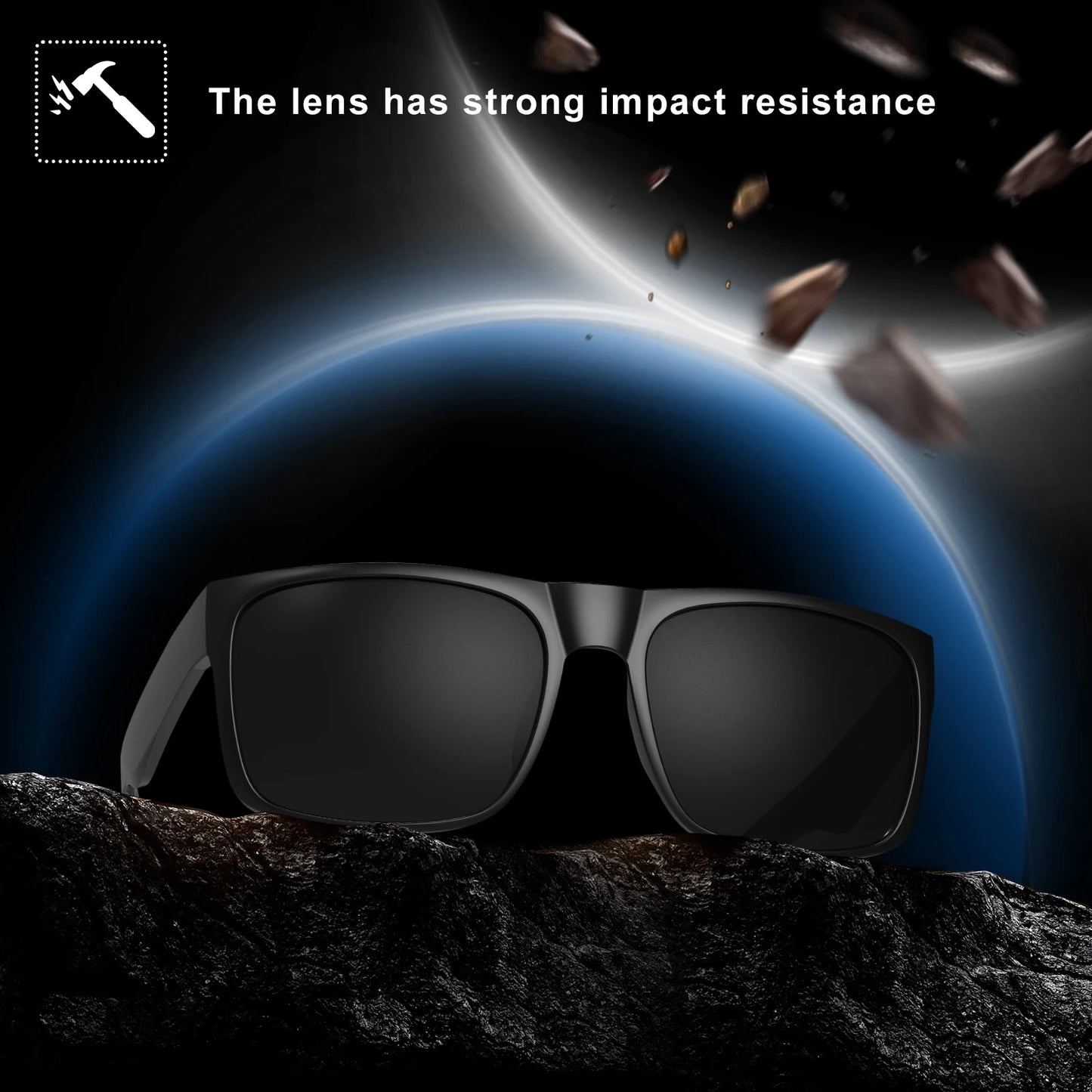 MAXJULI XL Extra Large Glasses Super Dark Black Sunglasses for Big Wide Head Men Square Sun Glasses 149mm W8004