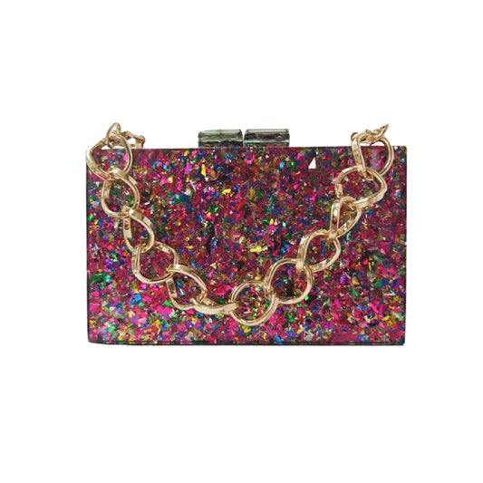 Shoulder New Wedding Sequins Chain Bag Acrylic Banquet Crossbody Clutch Evening Pink Handbag Purses Square Luxury Designer Bags