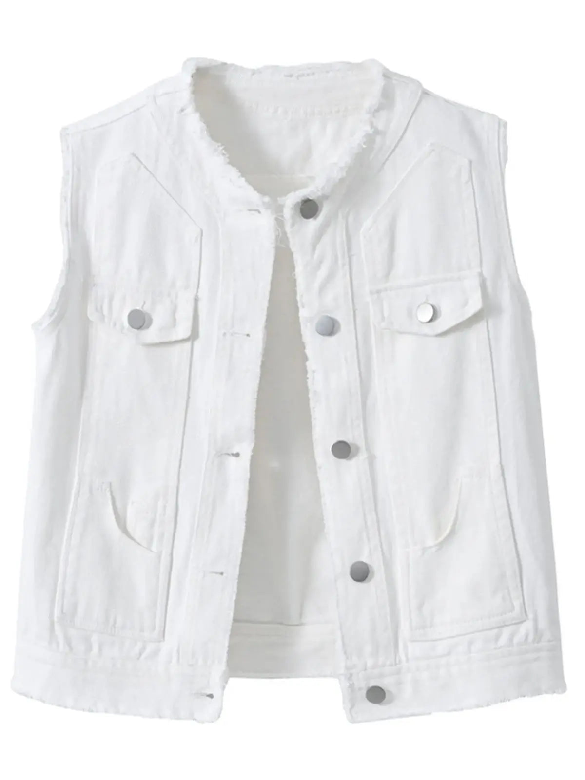 Women Candy Color Street Sleeveless Leisure Denim Vest - Women's Button Down Jean Waistcoat Outerwear Collarless Cowboy Jacket