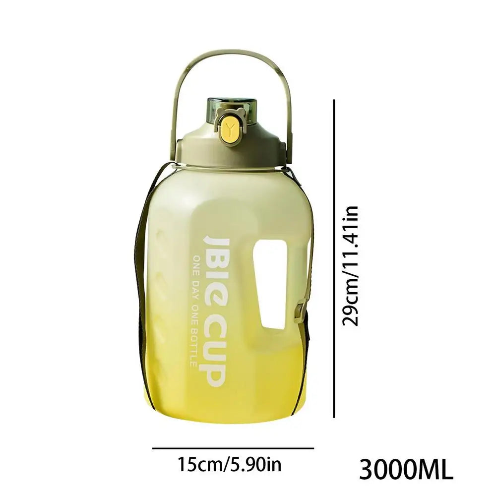 3 Liter Gradient Sports Water Bottle With Handle Men Women Fitness Water Bottles Outdoor Cold Water Bottles With Time Marker