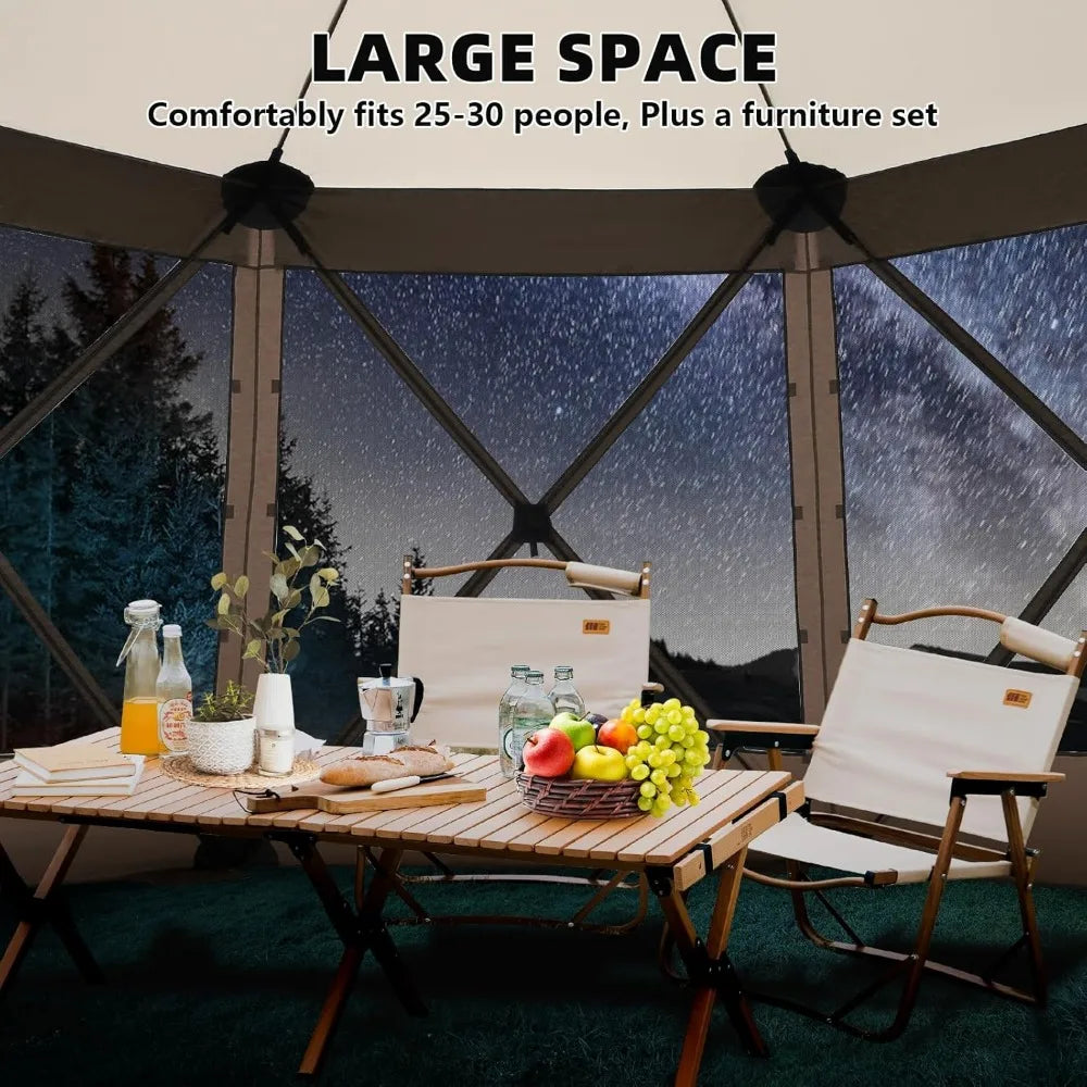 Pop Up Gazebo Screen Tent Screen House for Camping, 15x15 Screen Room with Mosquito Netting, Hub Tent Instant Screened Canopy w