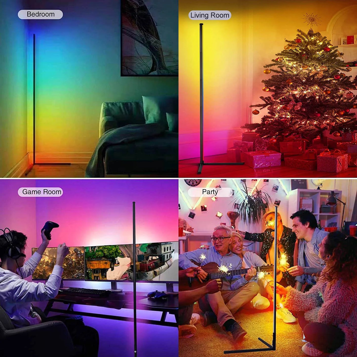 Smart Tuya Corner Floor Lamp 120cm Modern Stand Bedside Lamp Dimmable RGB LED Mood Lighting for Bedroom Living Room Decoration