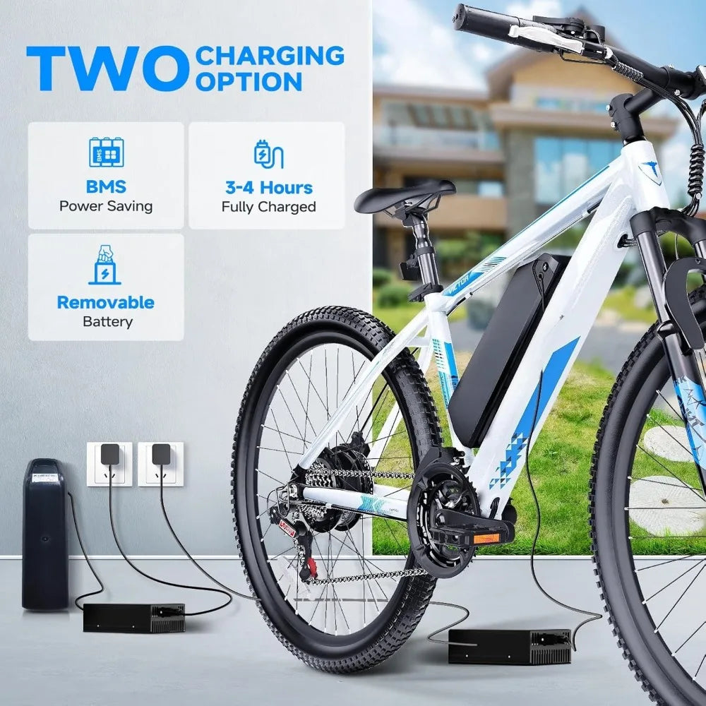 Electric Bike for Adults, 750W Peak 26" Ebike for Men Women Teens with 375WH, 21 Speed, 20Mph, Up to 40Miles Front Suspension