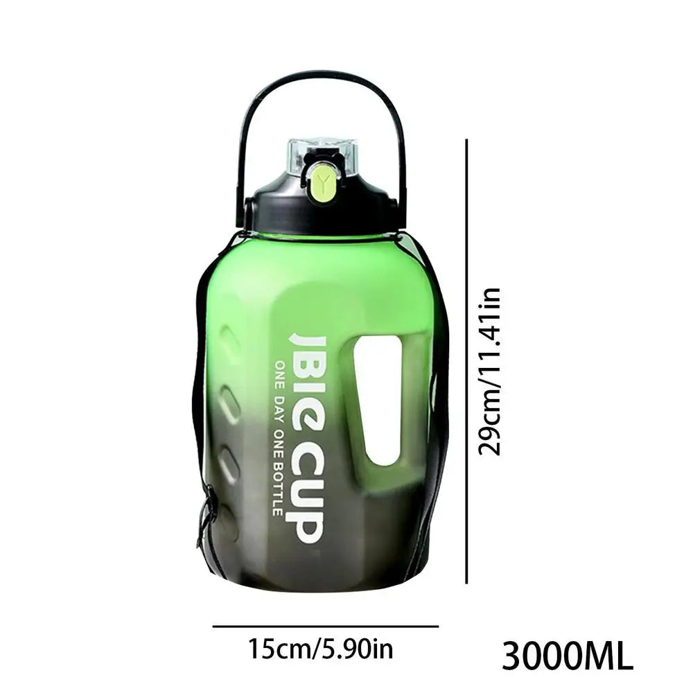 3 Liter Gradient Sports Water Bottle With Handle Men Women Fitness Water Bottles Outdoor Cold Water Bottles With Time Marker