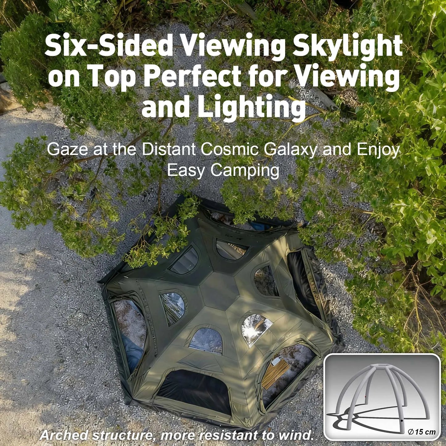 142 SqFt² Dome Inflatable Camping Tents for Family,4 Season Cotton Glamping Blow Up Tent with Canopy,Chimney Opening,AC Vent