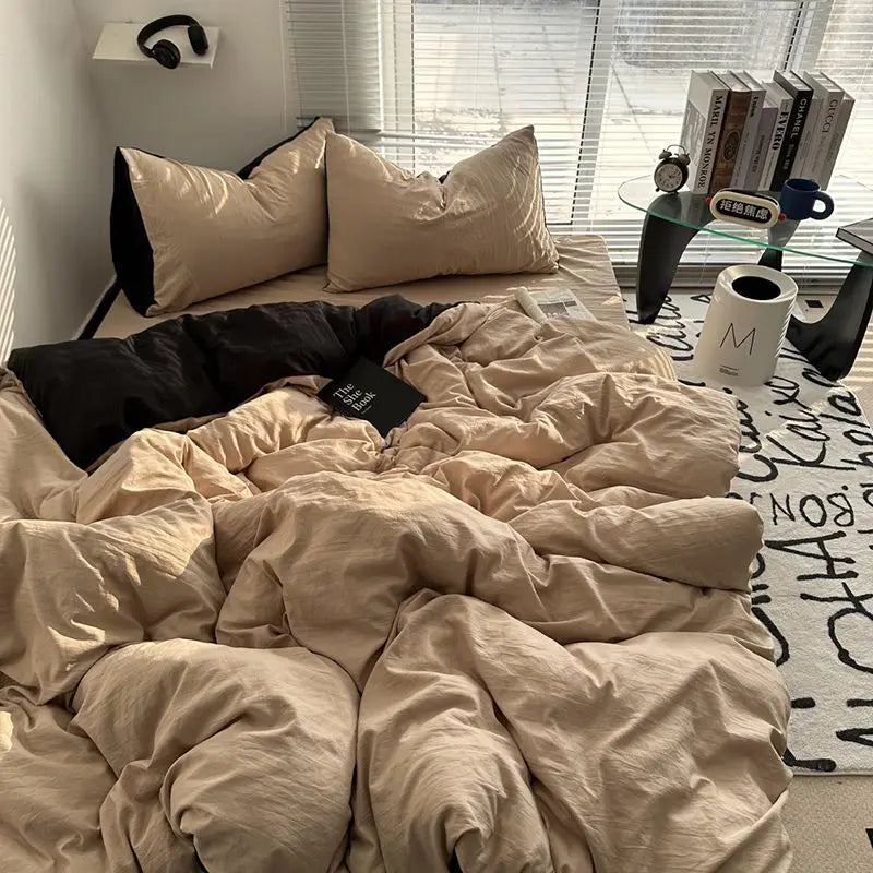 Ins Bedding Simple Four Piece Set Bed Sheets Are Skin Friendly and Comfortable, Suitable for Home Use