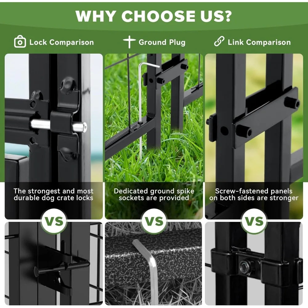 Durable Outdoor Steel Dog Kennel with Waterproof Roof and Secure Locking System