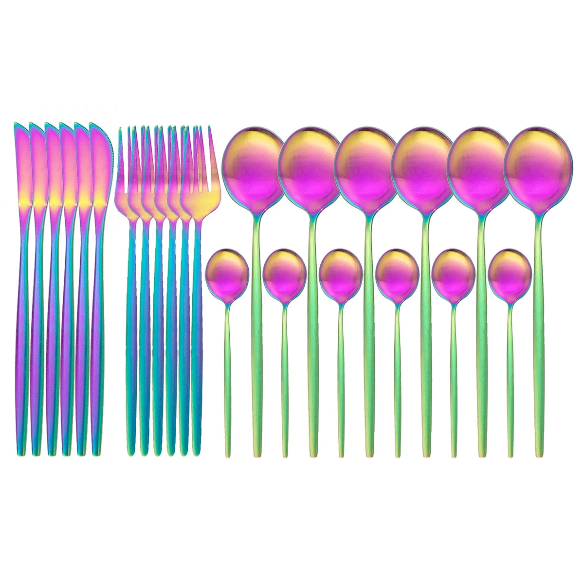 JANKNG 24Pcs Gold Dinnerware Set Stainless Steel Cutlery Set  Flatware Set Matte Black Knife Fork Spoon Silverware Tableware Set