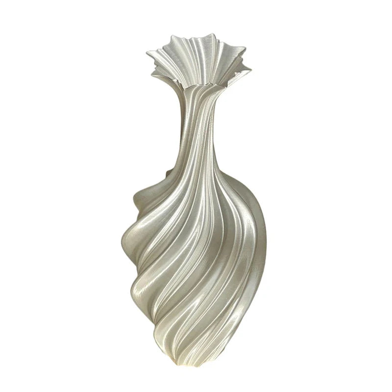 3D Printed Vase with Swirl Pattern - Modern Aesthetic Flower Vase for Living Room & Desktop Decor