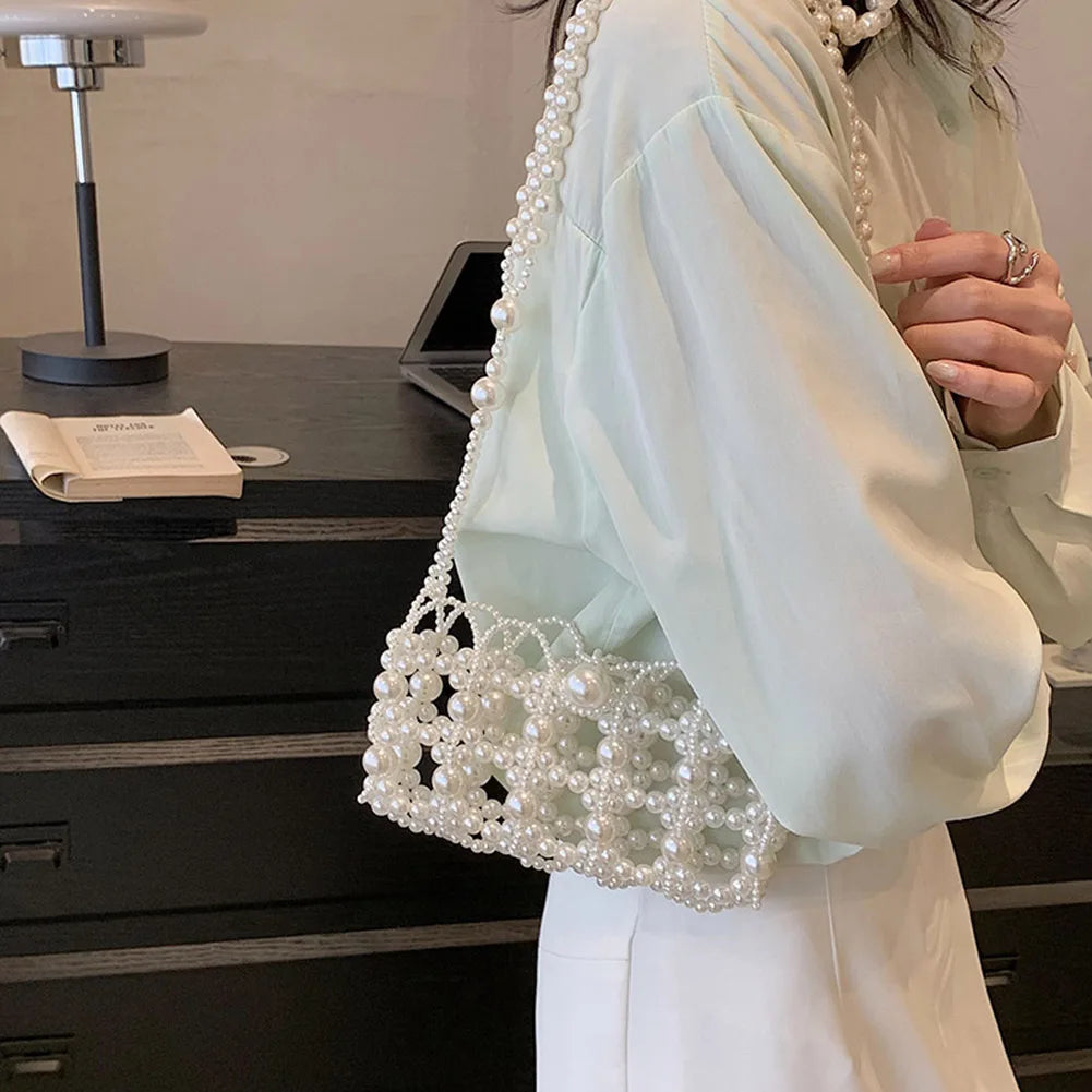 Beading Underarm Bag Handmade Beaded Women Evening Messenger Bags Retro Pearl Exquisite Elegant Shiny Banquet Party Bag
