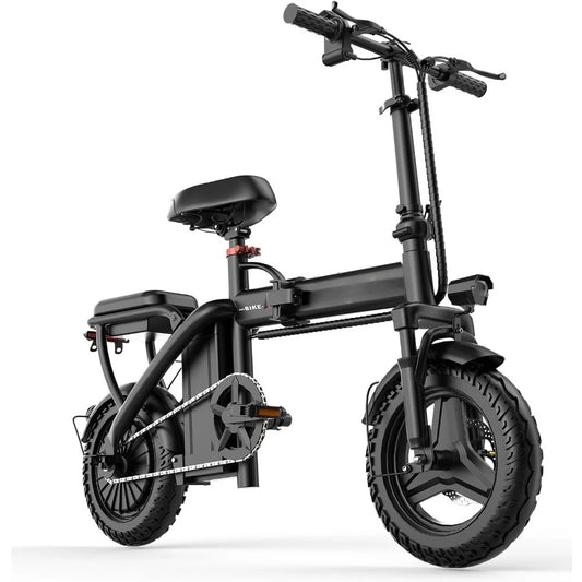 Electric Bike for Adults 1200W Peak Motor, 20MPH Folding Electric Bike, 45 Miles Long Range, 14" Mini Ebike Pedal Assist