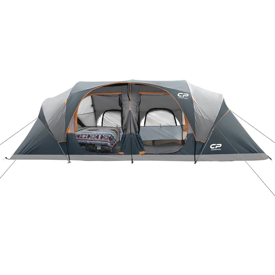 CAMPROS CP Tent 12Person Camping Tents with 3 Rooms Waterproof Windproof Design Top Rainfly for Enhanced Protection 6 Large Mes