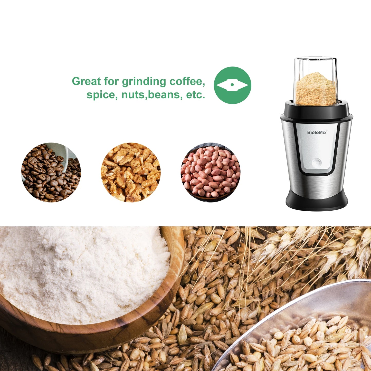 BioloMix 700W 3-in-1 Multifunctional Portable Food Processor Juicer Blender Smoothie Mixer Food Chopper Dry Grinder for Kitchen