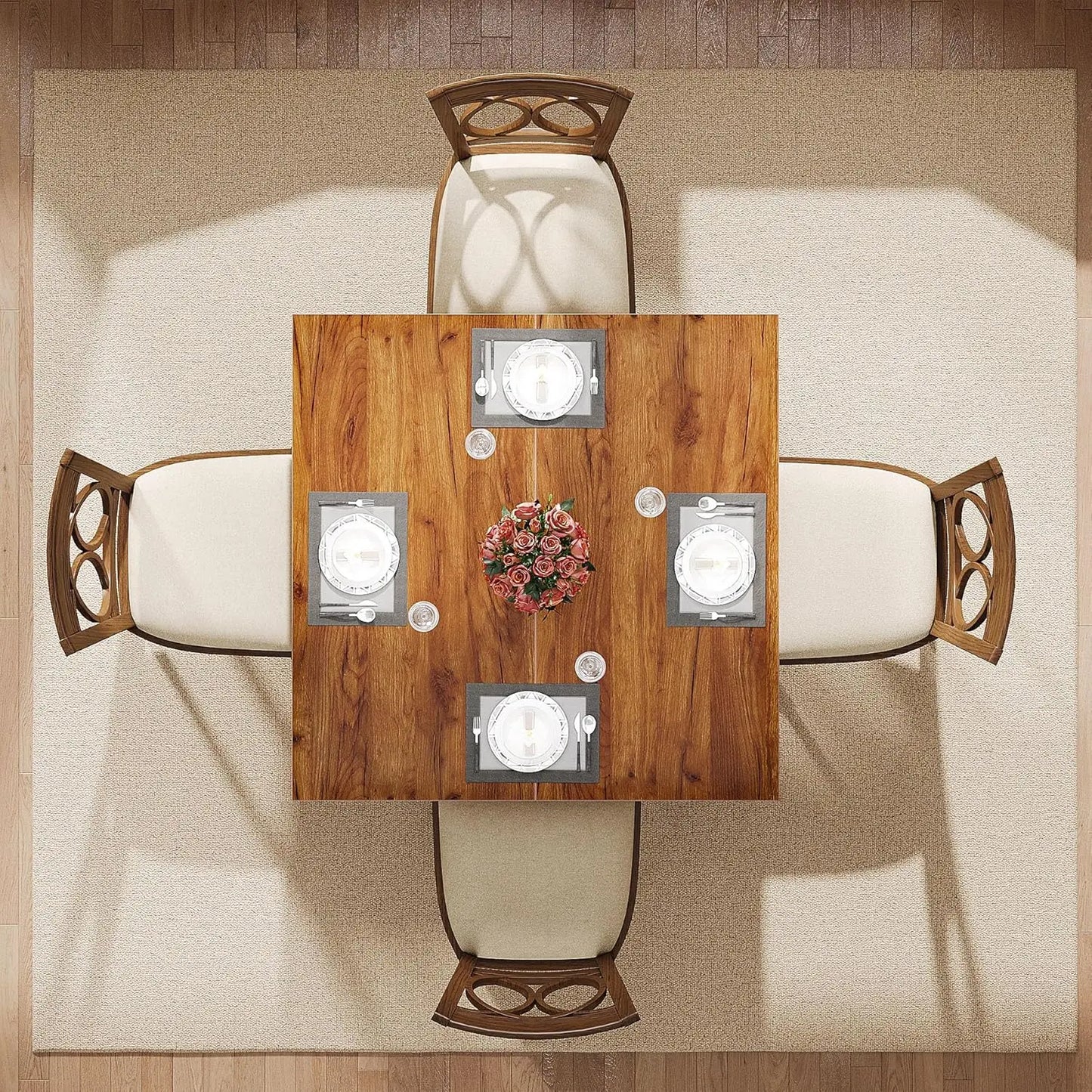 Wood Dining Table Modern Kitchen Table for Dining Room Living Room,2-4 People Dining Room Table Square Dinner Tables(Only Table)