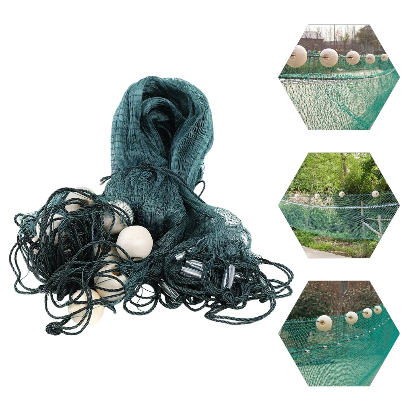 10 x 33Ft Fishing Drag Net, Beach Bait Seine Nylon Mesh Fish Net Hand Made Net Fishing Gill Nets with PVC Foam Float Bobbers