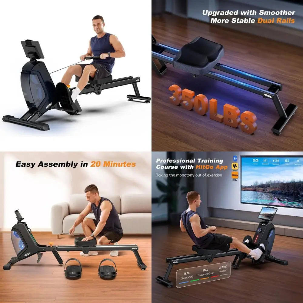 Compact Foldable Rower with 32 Silent Resistance Levels and LED Display for Home Fitness