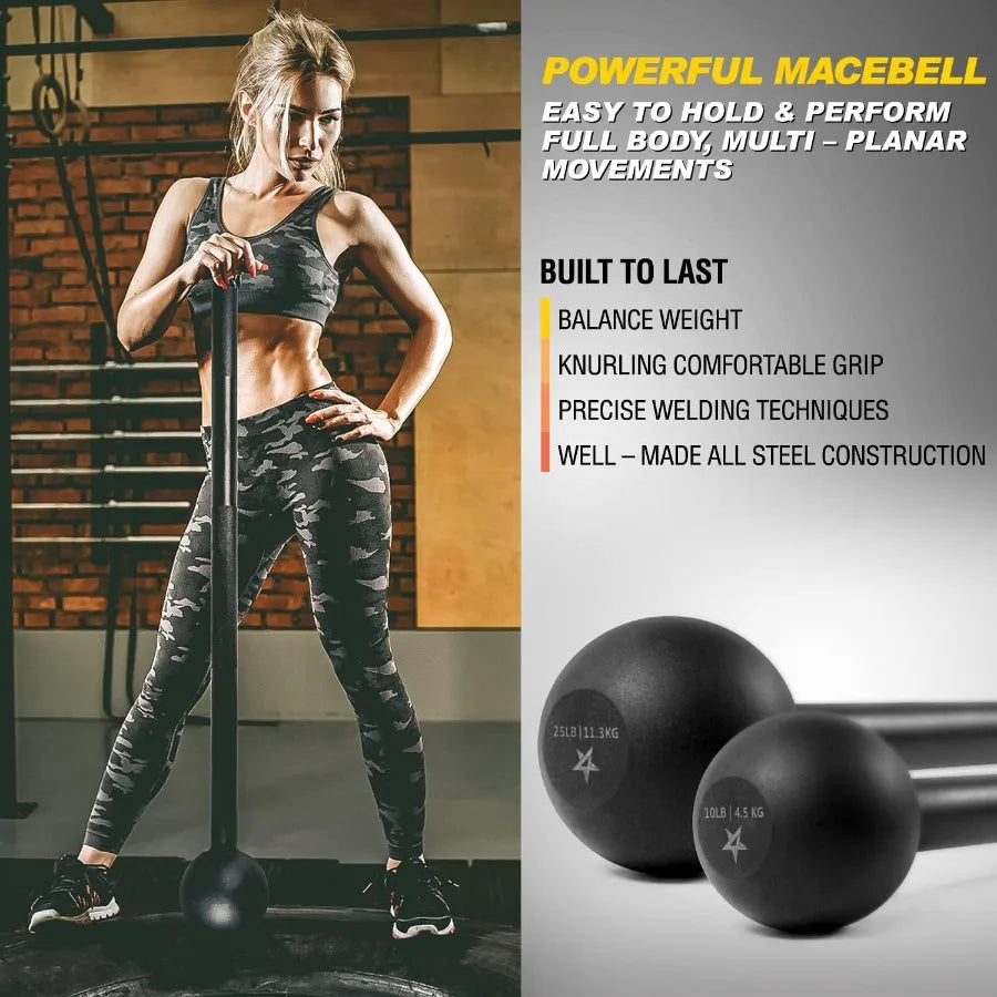 Yes4All Steel Mace Bell for Strength Training Ideal for Full Body Muscle Development Shoulder Grip and Forearm Workouts Effecti
