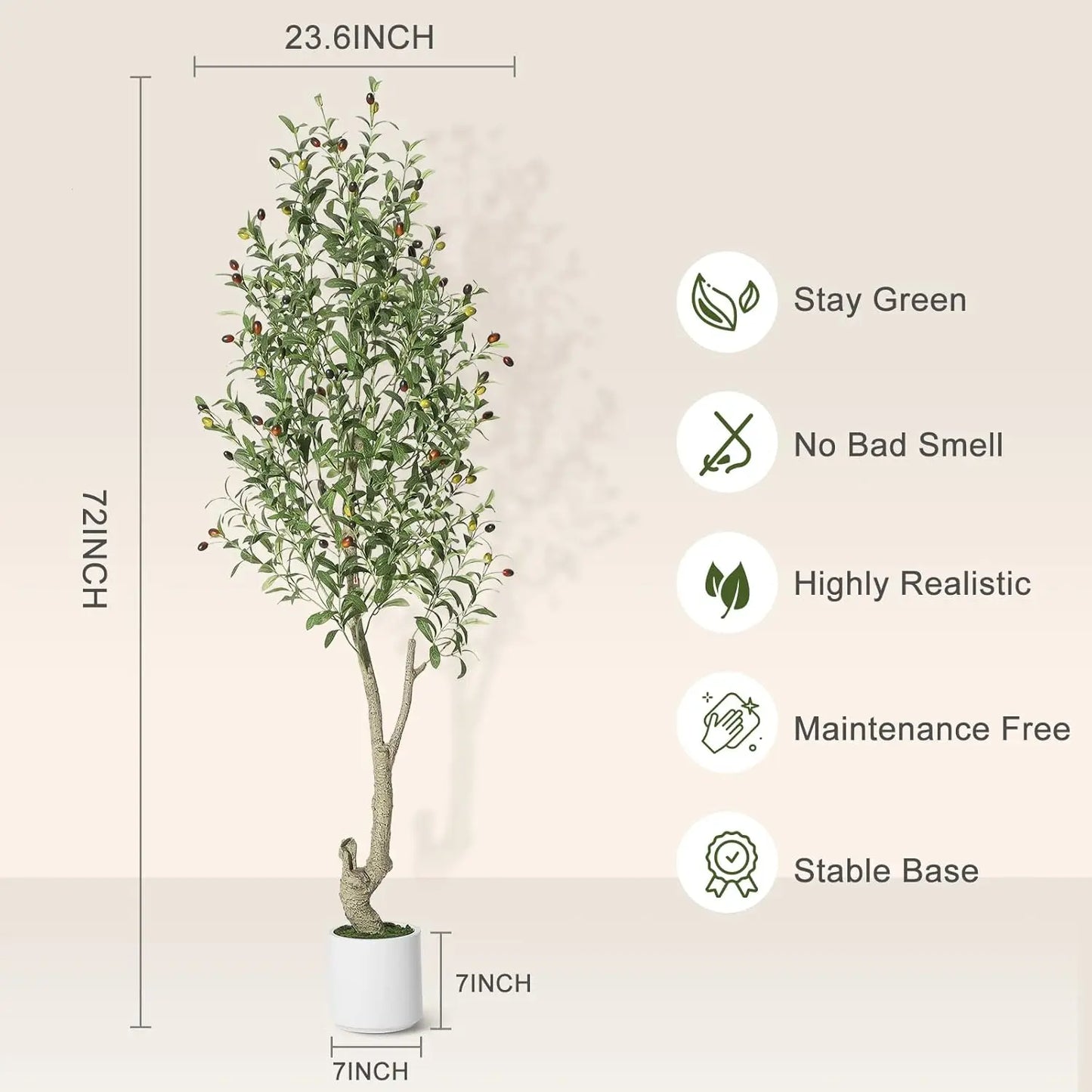 1-2pcs Artificial Olive Tree with White Planter & Fruits, Realistic Faux Indoor/Outdoor Plant, 5-7ft Tall Fake Tree for Home