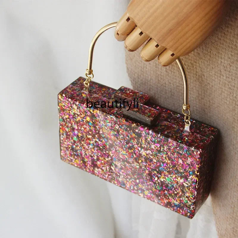 L11 yj Fashionable All-Match One-Shoulder Crossbody Bag Colorful Sequined Acrylic Bag Light Luxury Portable Handbag