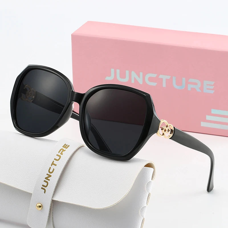 JUNCTURE Polarized Women Sunglasses Fashion Cat Eye Sun Glasses Big Frame Purple Gradient Lady Glasses Sunglasses for Women