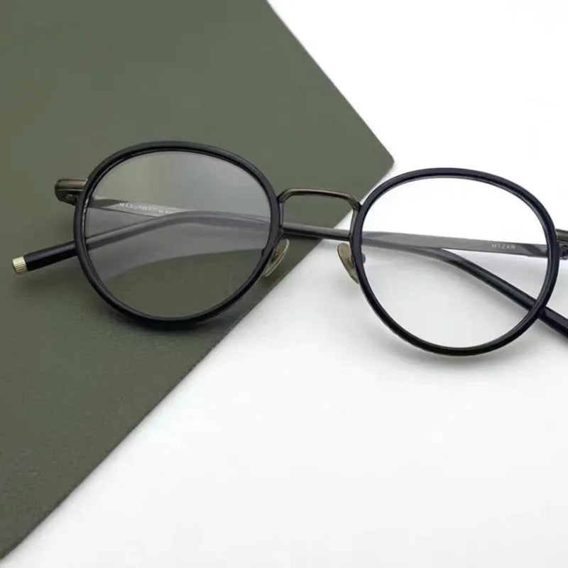 Original Japanese Handmade Titanium Eyeglasses For Men Round John Depp Vintage Glasses Frame Myopia Prescription Eyeglass Frames