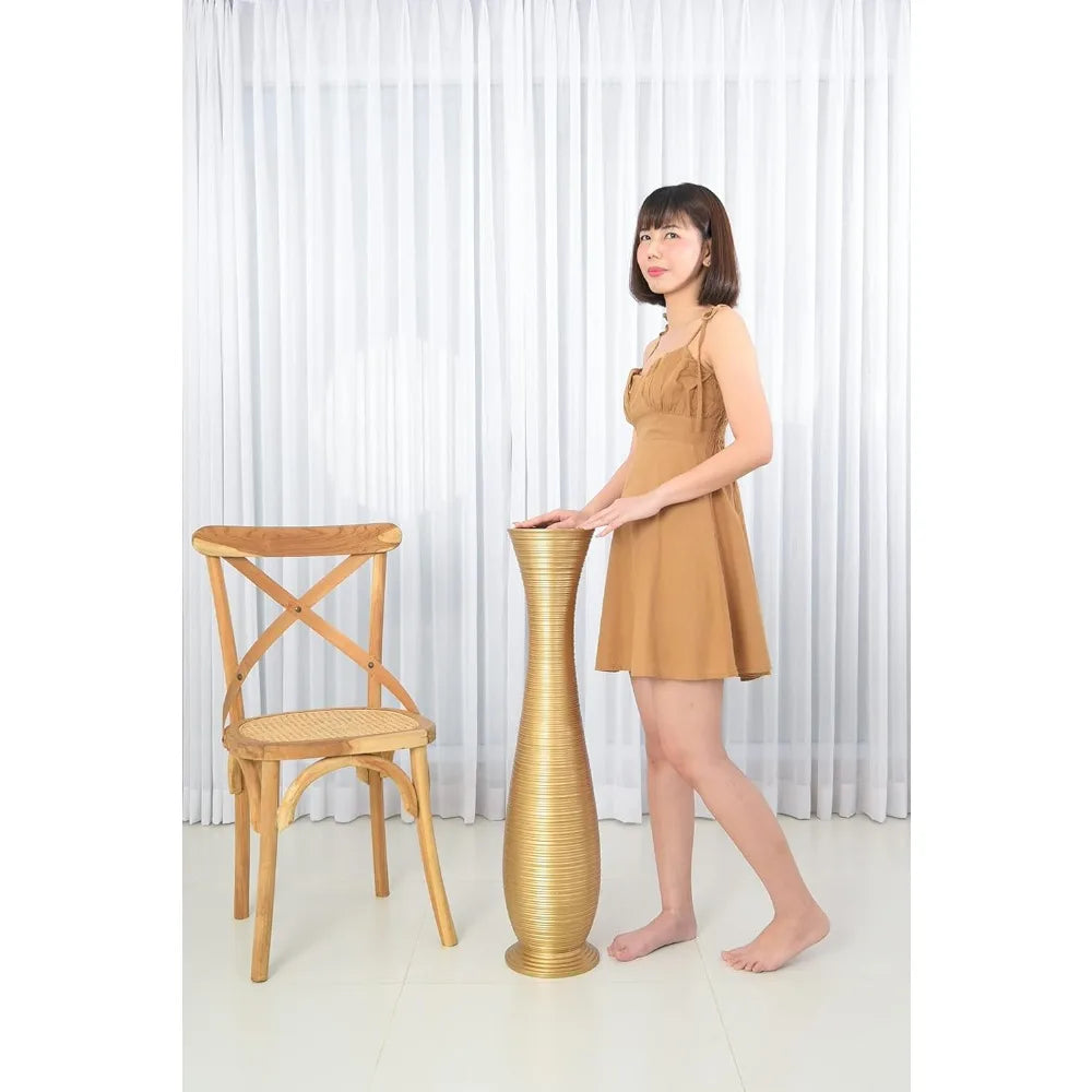 Large Wooden Floor Vase for Home Decor - 34 Tall Farmhouse Style, Ideal for Displaying Fake Plants and Pampas Grass