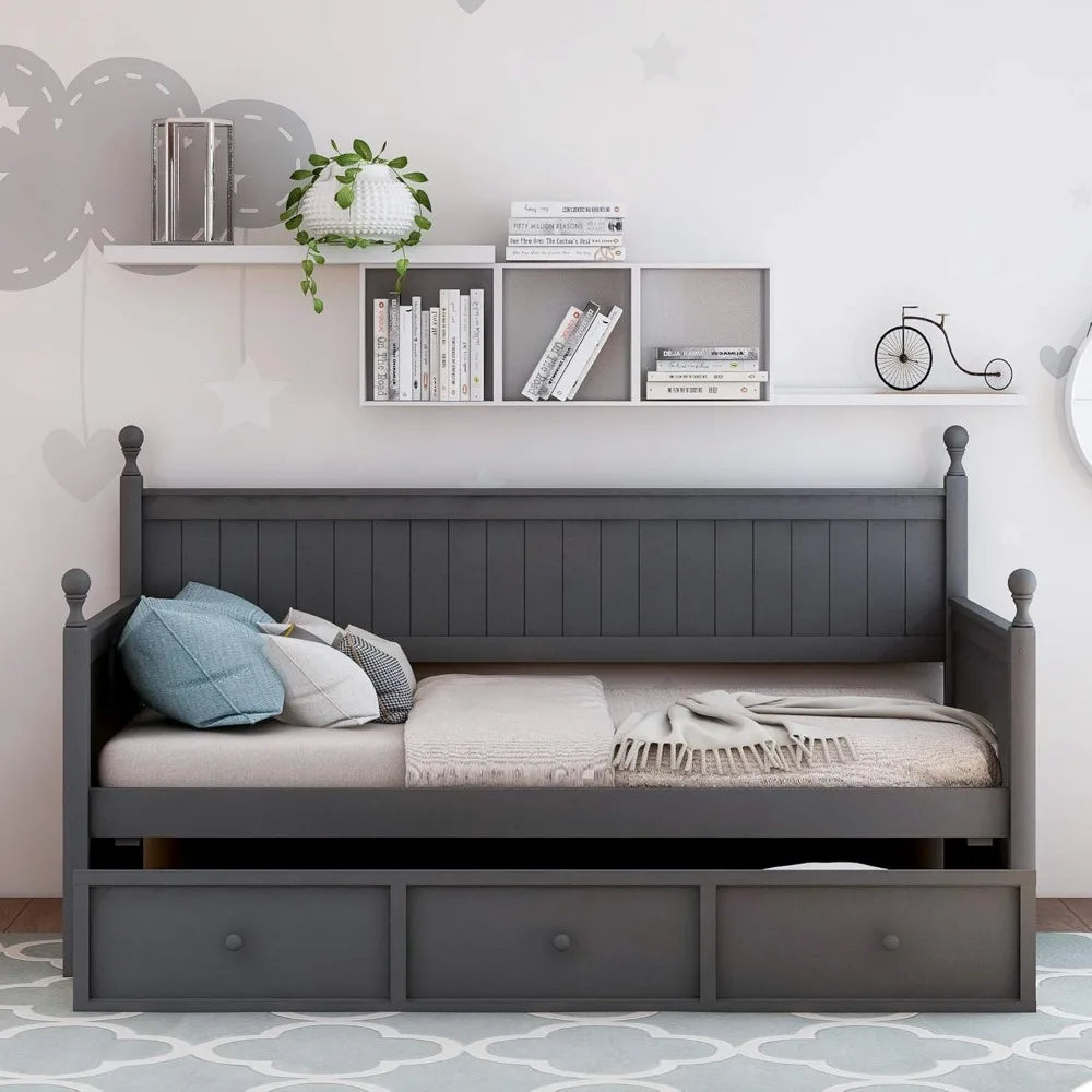 Upholstered Daybed with Drawers, Modern Twin Sofa Bed Daybed Frame for Bedroom Living Room Guest Room,