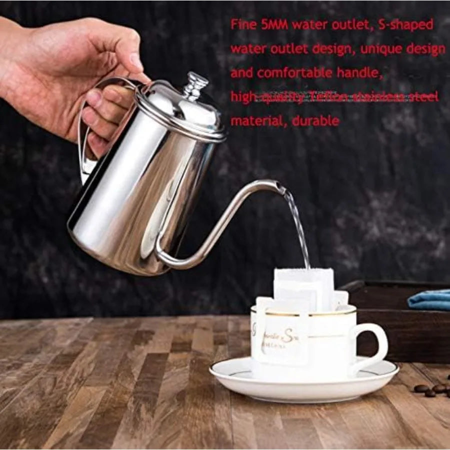 650ML Stainless Steel Kettle Pour Over Coffee Maker and Tea Maker with Drip Pot and Dripper Premium Kitchen Tools for Home Brew