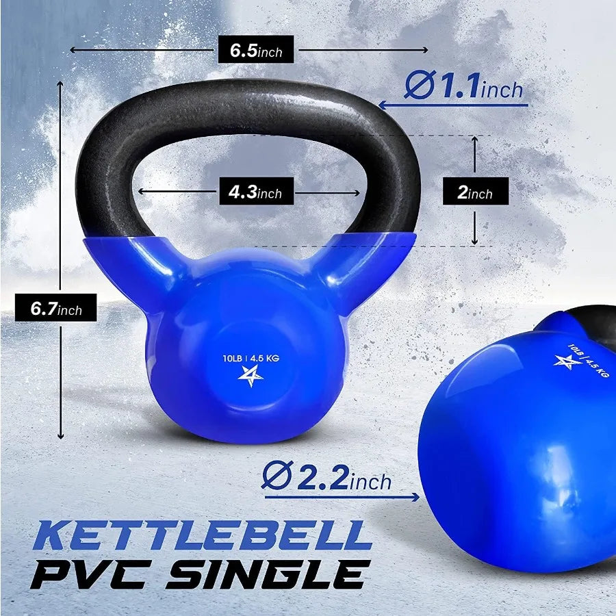 Yes4All 5100 LB Kettlebells Vinyl Coated Cast Iron for Dumbbell Weights Exercises Gym Fitness Full Body Workout Equipment Push