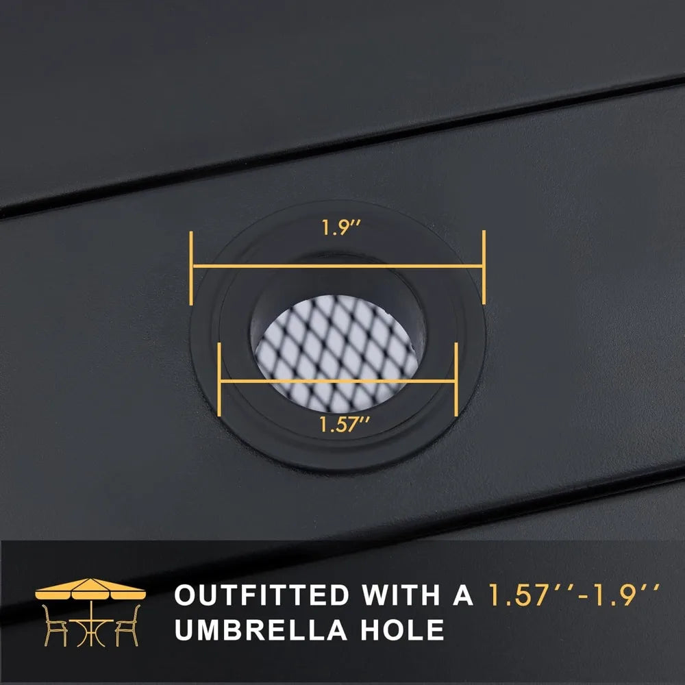 5 Pieces Patio Dining Set, Outdoor Furniture Set Includes 1 Square Outdoor Table and 4 Stackable Patio Sling Chairs, Black Tabl