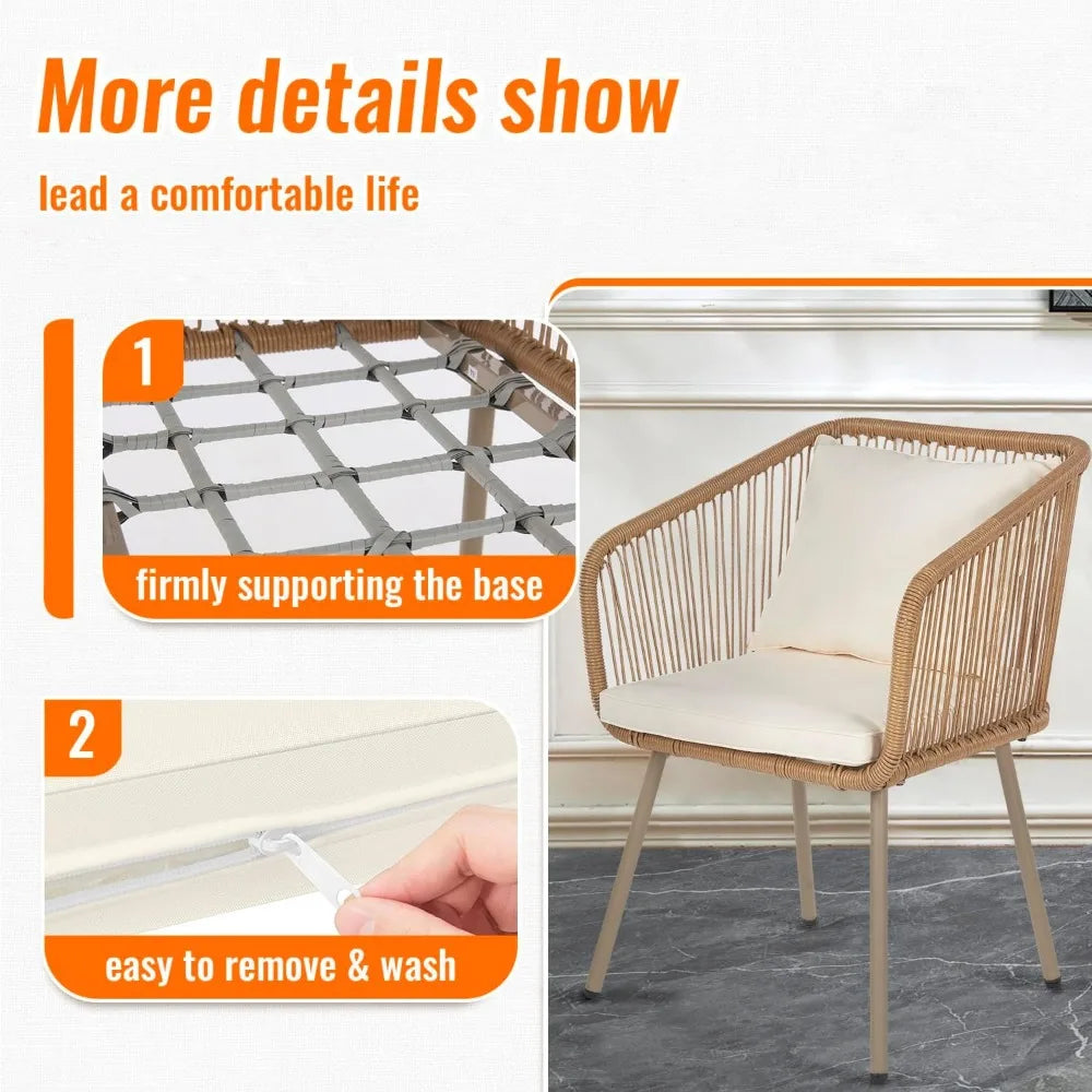 3-Piece Outdoor PE Rattan Bistro Furniture Set Patio Rattan Conversation Set Patio Furniture Set