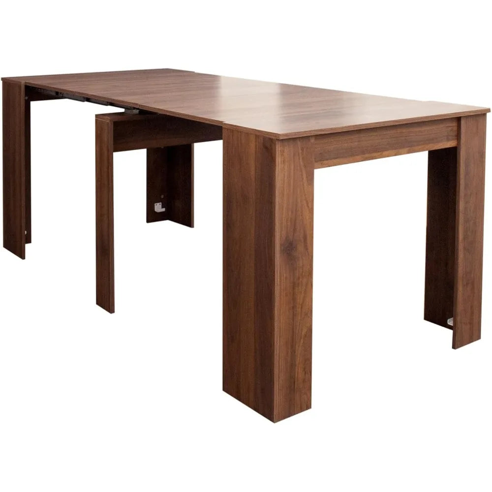 expandable modern rustic rectangular dining table for 1-10, wood, suitable for kitchen and living spaces