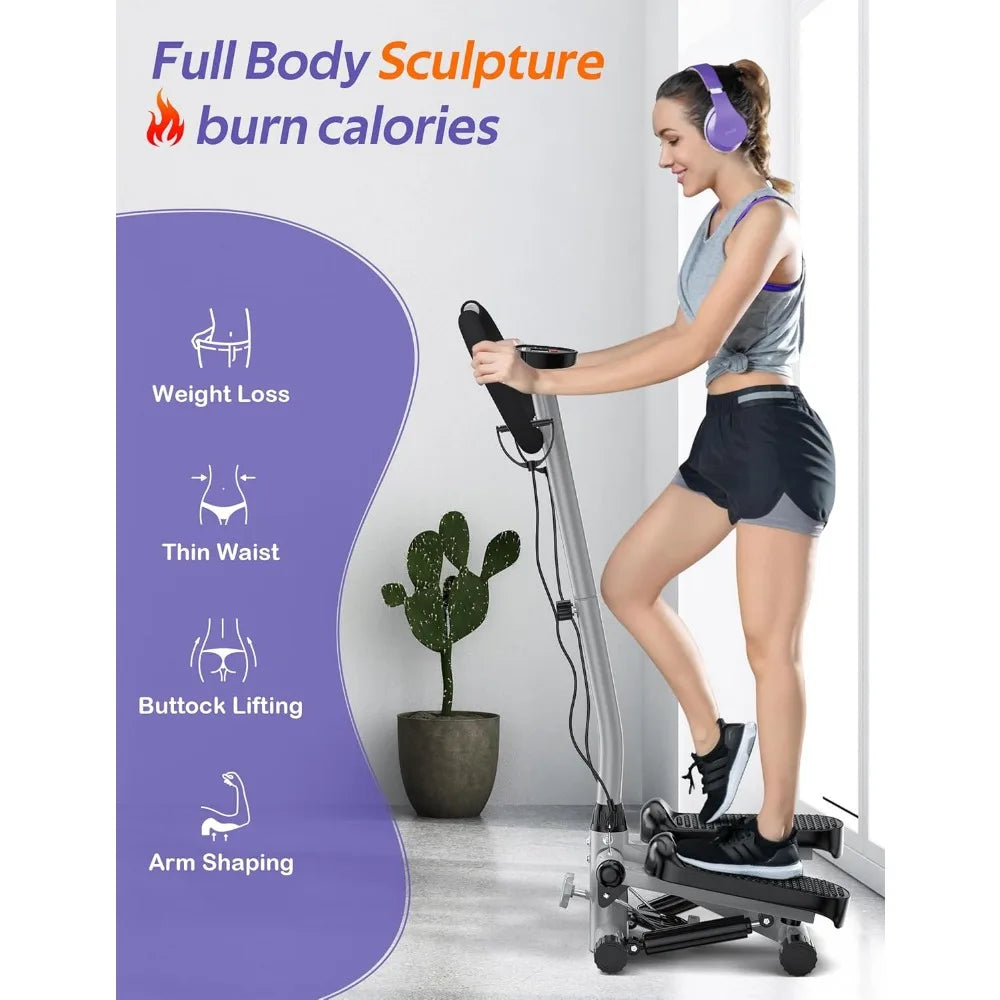 Home Fitness Stair Stepper with Handlebar and Resistance Band