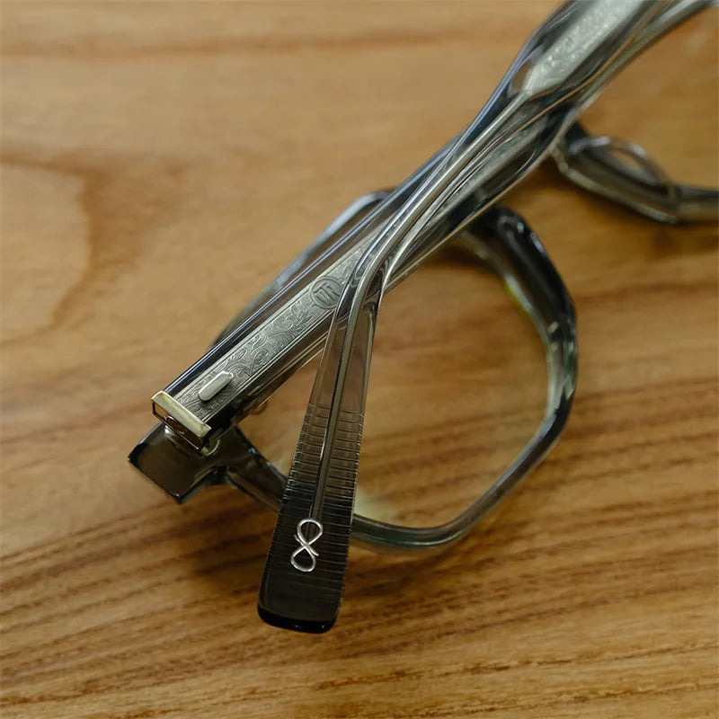 Japanese Handmade Men's Transparent Large Frames Luxury Designer Vintage Glasses Square Acetate Myopia Reading Eyeglasses