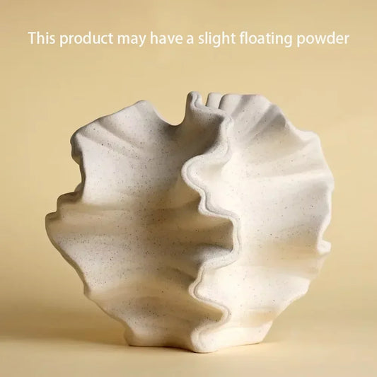 Minimalist Mirage Vase Ornament Ceramic Coral Vase Nordic Art Beige Living Room Desktop Center Decoration Plastic vase Floral