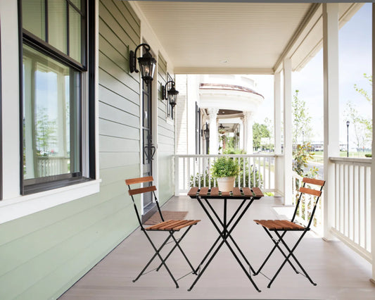 Kanhome Bestseller Factory Price Outdoor  Wood 3PCS Coffee Bistro Balcony Set Folding Garden Chair and Table Set from Vietnam