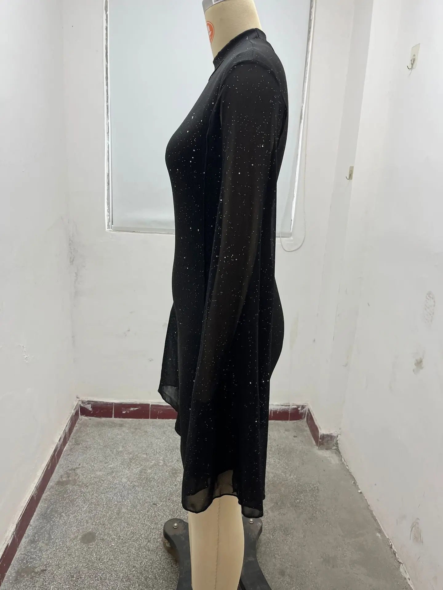 Cross border European and American women's clothing, Amazon AliExpress round neck pit stripe chiffon cape wrapped hip dress