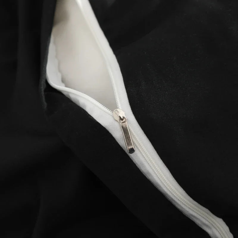 Black Color Bedding Set For Adults Simple Style Double Bed Sheet Sets Single/Queen/king Bed Cover Full Set Plain Bedding 이불세트