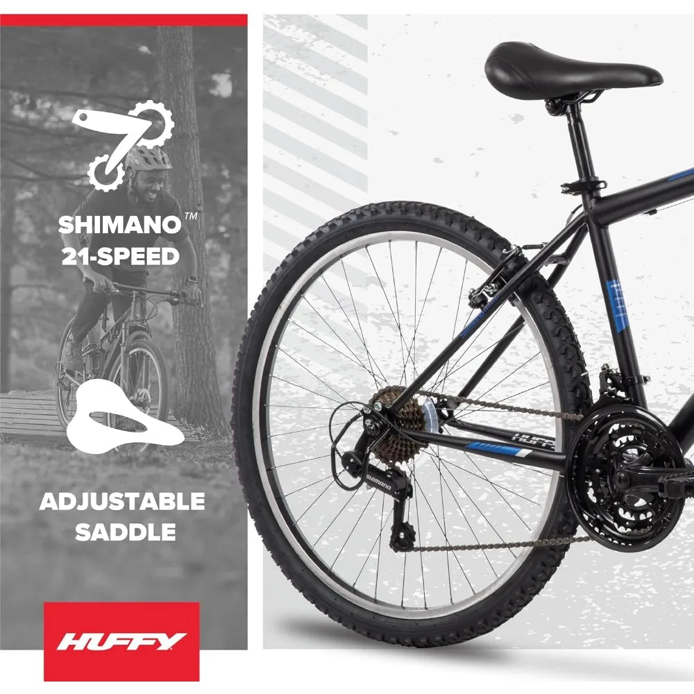 Rugged Dual-Gender Mountain Bike with 20, 24, or 26 Inch Wheels, 6 or 21 Speed Shimano Shifting, Front Suspension